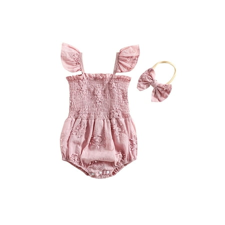 Lieserram Baby Girl Summer Romper 3 6 12 18 24 Months Flying Sleeves Elastic Bust Flower Pattern Jumpsuit Bow Headband
Lieserram Baby Girl Summer Romper 3 6 12 18 24 Months Flying Sleeves Elastic Bust Flower Pattern Jumpsuit Bow Headband