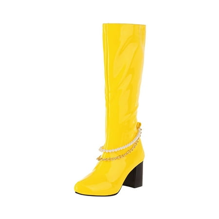 Boots for Women Clearance Deals! Verugu Low Heel Comfort Winter Boots Women s Knee-High Boots Women Shoes High Heel Casual Winter Glossy Pearl Chain Solid Pointed Side Zip Knee High Boots Yellow 42
Boots for Women Clearance Deals! Verugu Low Heel Comfort Winter Boots Women s Knee-High Boots Women Shoes High Heel Casual Winter Glossy Pearl Chain Solid Pointed Side Zip Knee High Boots Yellow 42