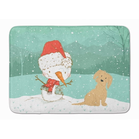 Brown Maltese Snowman Christmas Machine Washable Memory Foam Mat