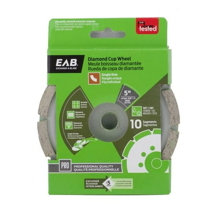 Exchange-A-Blade 3110492 5 in. Specialty Cup Wheel Segmented Single Row Concrete Professional Diamond Blade Exchangeable
Exchange-A-Blade 3110492 5 in. Specialty Cup Wheel Segmented Single Row Concrete Professional Diamond Blade Exchangeable
