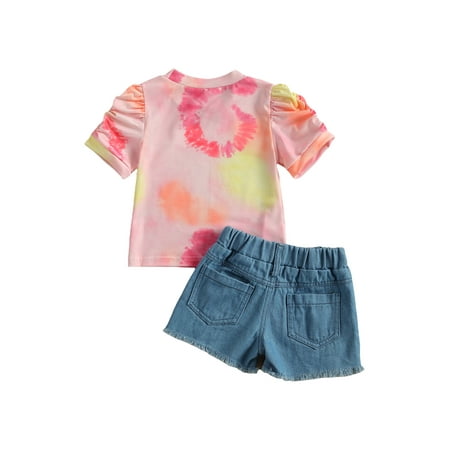 One opening Kid Baby Outfits Short Sleeve Tie Dye T-Shirt Tops + Denim Shorts
One opening Kid Baby Outfits Short Sleeve Tie Dye T-Shirt Tops + Denim Shorts