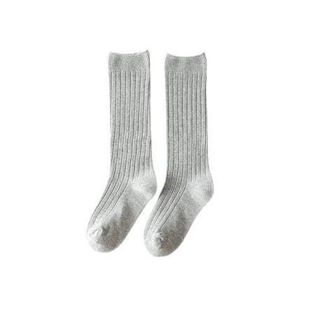 

Biekopu Toddlers Baby Knee High Socks Infant Solid Color Knit Rib Uniform Tube Stockings for Newborn Girls Boys