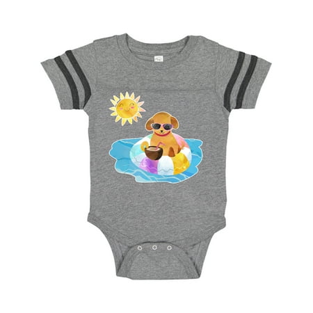 Inktastic Summer Puppy in Float with Drink Gift Baby Boy or Baby Girl Bodysuit