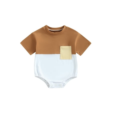 Qtinghua Newborn Baby Boy Girl Romper Short Sleeve Color Block Oversized One Piece Bodysuit Summer Clothes Brown 3-6 Months
Qtinghua Newborn Baby Boy Girl Romper Short Sleeve Color Block Oversized One Piece Bodysuit Summer Clothes Brown 3-6 Months