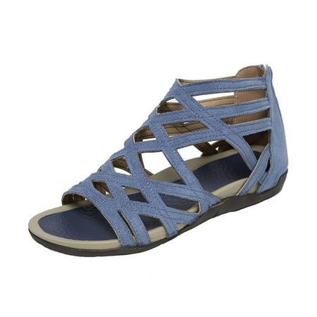 TUOBARR Flat Sandals for Women Summer Flat Bottomed Strappy Women s Shoes Casual Outerwear Open-toe Women s Sandals Blue
TUOBARR Flat Sandals for Women Summer Flat Bottomed Strappy Women s Shoes Casual Outerwear Open-toe Women s Sandals Blue