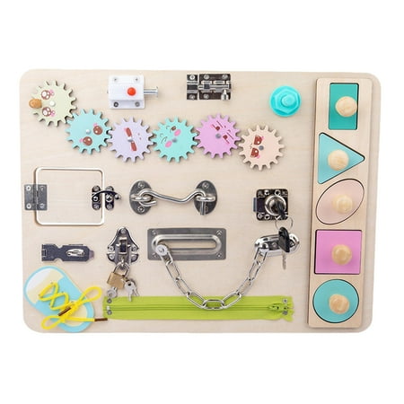 Etereauty Wooden Kids Homemade Busy Board DIY Toy Baby Funny Busy Board Montessor Toy