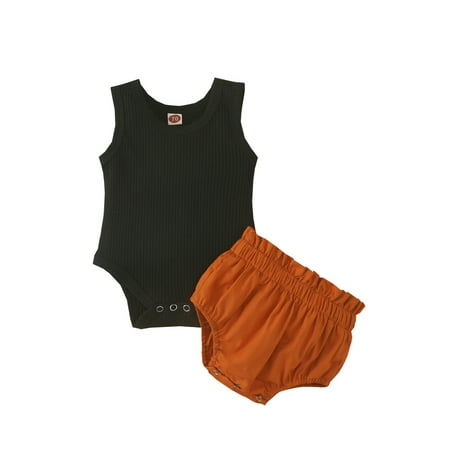 Suanret Newborn Baby Girl Clothes Solid Color Sleeveless Ribbed Tops Bodysuit High Waist Shorts Two-Piece Outfits Black Brown 12-18 Months
Suanret Newborn Baby Girl Clothes Solid Color Sleeveless Ribbed Tops Bodysuit High Waist Shorts Two-Piece Outfits Black Brown 12-18 Months