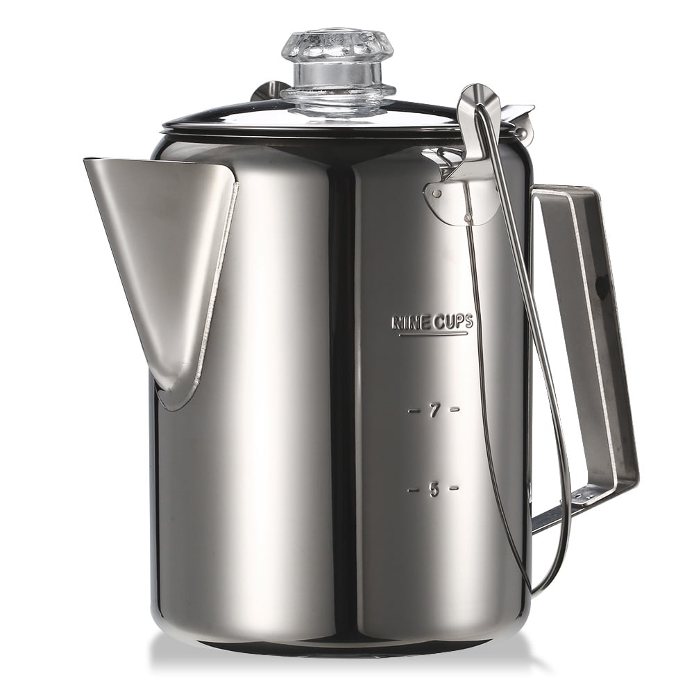 Outdoor 9 Cup Stainless Steel Percolator Coffee Pot Coffee Maker For