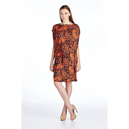 Marcelle Margaux Women's Knee-length Pattern Midi Dress - Orange - X-Large