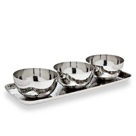Hammered Tray & 3 Round Bowls