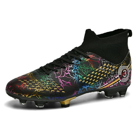 FULORIS Men Football Boots Soccer Cleats Training Spikes Shoes Black