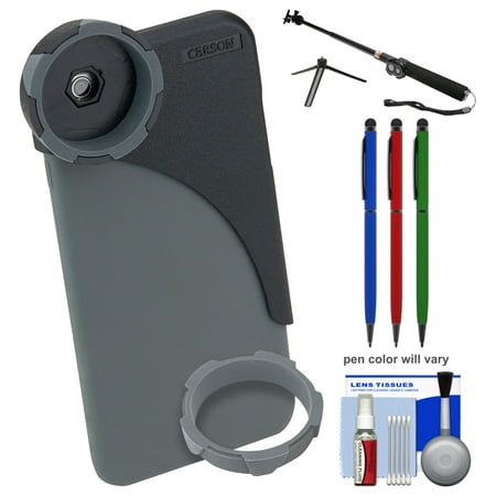 Carson HookUpz IB-642P Binocular Adapter for Apple iPhone 6 Plus \/ 6S Plus with Selfie Stick + (3) Stylus Pens + Kit