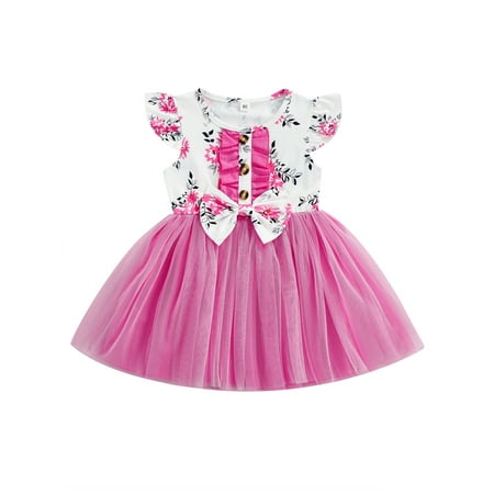 Suanret Kids Baby Girls Summer Dress Fly Sleeve Crew Neck Flower Print Bowknot Patchwork Tulle Dress Prom Dress Rose Pink 4-5 Years
Suanret Kids Baby Girls Summer Dress Fly Sleeve Crew Neck Flower Print Bowknot Patchwork Tulle Dress Prom Dress Rose Pink 4-5 Years