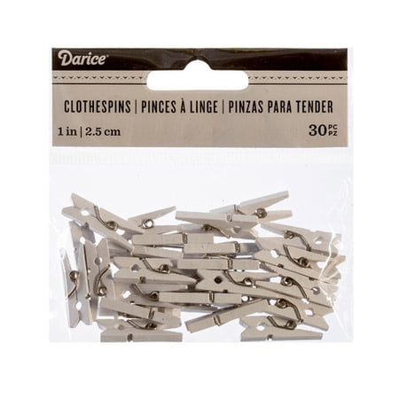 Darice Mini White Clothespins: 1 Inch, 30 Pieces