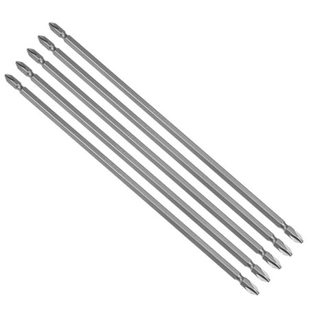 5pcs 250mm 1/4 Hex Shank PH2 Magnetic Double-Ended Screwdriver Bits S2