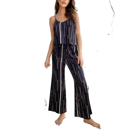Casual Geometric Spaghetti Strap Pant Sets Multicolor Sleeveless Women Pajama Sets S
Casual Geometric Spaghetti Strap Pant Sets Multicolor Sleeveless Women Pajama Sets S