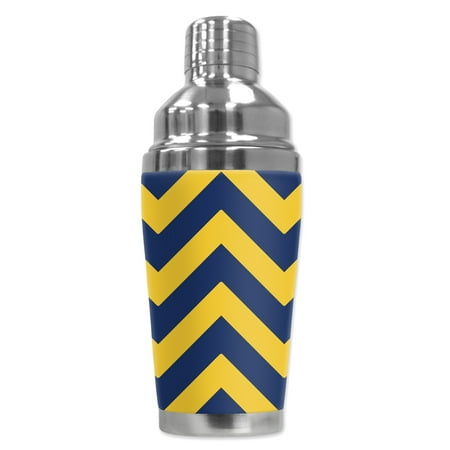 Mugzie brand Cocktail Shaker with Insulated Wetsuit Cover - Yellow Chevron