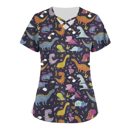 HIMIWAY Plus Size Cute Printed Scrub Working Uniform Tops For Women Cross V-Neck Short Sleeve Fun T-Shirts Workwear Tee With Pockets
HIMIWAY Plus Size Cute Printed Scrub Working Uniform Tops For Women Cross V-Neck Short Sleeve Fun T-Shirts Workwear Tee With Pockets