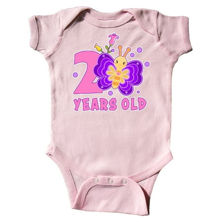 Inktastic 2 years old with Butterfly and Flowers Gift Baby Girl Bodysuit