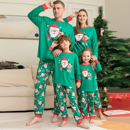 Cuhas Christmas Parent-child Family Set Home Printed CHRISTMAS PAJAMAS Two-piece Set