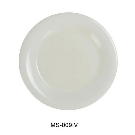 9 in. Mile Stone Wide Rim Round Plate - Melamine Ivory - Pack of 24