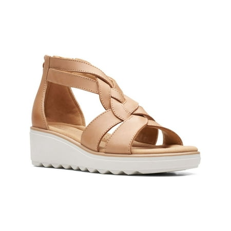 Clarks Womens Jillilan Bright Leather Strappy Wedge Heels