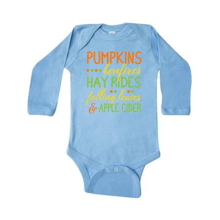 Inktastic Pumpkins Bonfires Hay Rides Falling Leaves and Apple Cider Gift Baby Boy or Baby Girl Long Sleeve Bodysuit
Inktastic Pumpkins Bonfires Hay Rides Falling Leaves and Apple Cider Gift Baby Boy or Baby Girl Long Sleeve Bodysuit