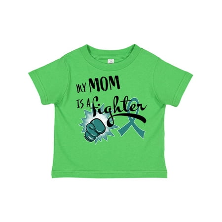 Inktastic Ovarian Cancer Awareness My Mom is a Fighter Gift Toddler Boy or Toddler Girl T-Shirt