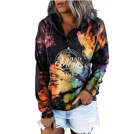 Women s Hooded Tie-dye Printing Long-sleeved Sweatshirt Casual Blouse Pullover Tops Plus Size Loose Fit Sweatshirt Pullover 
Women s Hooded Tie-dye Printing Long-sleeved Sweatshirt Casual Blouse Pullover Tops Plus Size Loose Fit Sweatshirt Pullover