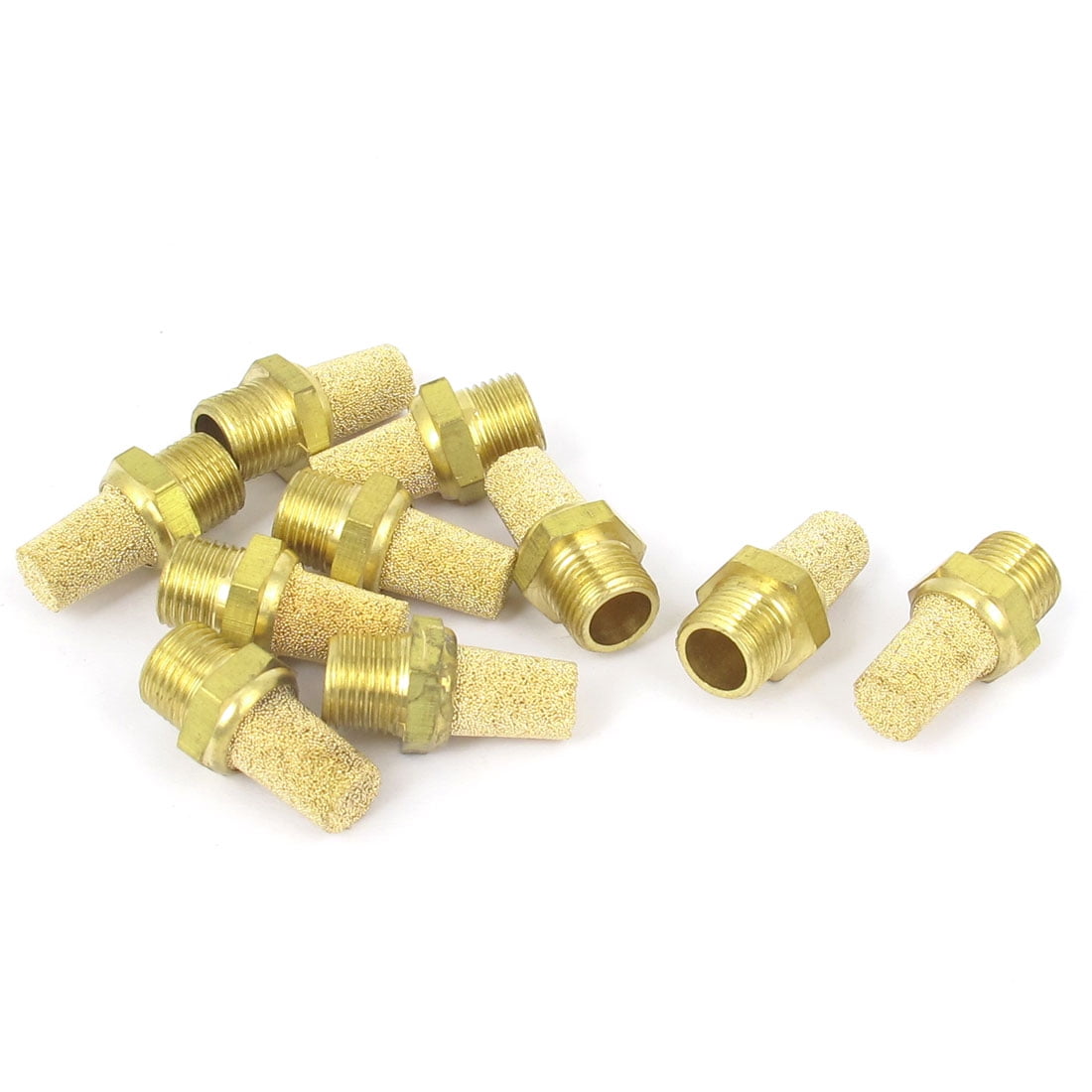 1//8PT Male Thread Brass Pneumatic Air Exhaust Silencer Muffler Gold Tone 10 Pcs