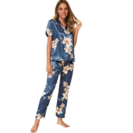 FEREMO Women s Satin Sleepwear Pajamas Classic 2-piece Suit with Short Sleeves and Pants
FEREMO Women s Satin Sleepwear Pajamas Classic 2-piece Suit with Short Sleeves and Pants