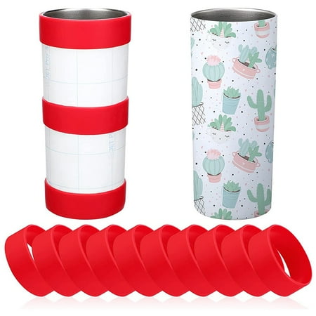 10Pcs Silicone Straps for Sublimation Protective Coaster Silicone Cover Heat Resistant Ring Strap for Water Bottle DIY