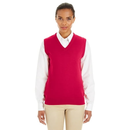 Harriton M415W Ladies Pilbloc V-Neck Sweater Vest - Red - 3XL