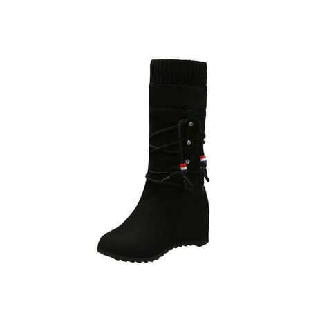 Boots for Women Suede Mid-boots With Inner Raised Round Head Ethnic Style Wool Barrel
Boots for Women Suede Mid-boots With Inner Raised Round Head Ethnic Style Wool Barrel