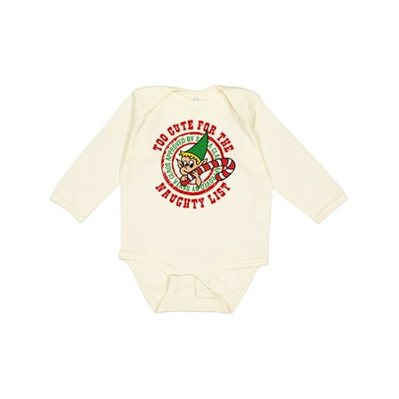 Inktastic Too Cute Naughty List Gift Baby Boy or Baby Girl Long Sleeve Bodysuit