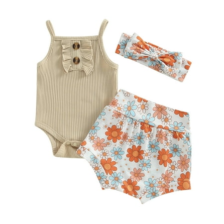 Musuos Baby Girls Strap Ribbed Romper Tops Floral Drawstring Bloomer Shorts Headband
Musuos Baby Girls Strap Ribbed Romper Tops Floral Drawstring Bloomer Shorts Headband