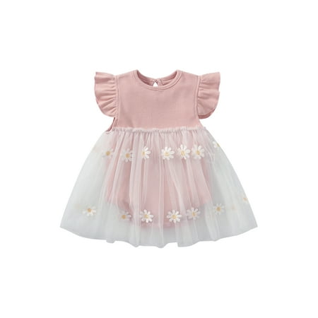 jaweiw Newborn Girl Dress Style Romper Fly Sleeve Mesh Skirt Patchwork Flower Pattern Round Neck Bodysuit Casual Sweet Style Overalls
jaweiw Newborn Girl Dress Style Romper Fly Sleeve Mesh Skirt Patchwork Flower Pattern Round Neck Bodysuit Casual Sweet Style Overalls