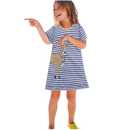 Toddler Girls Casual Summer Casual Short Sleeve Cartoon Patterns Cotton Dress