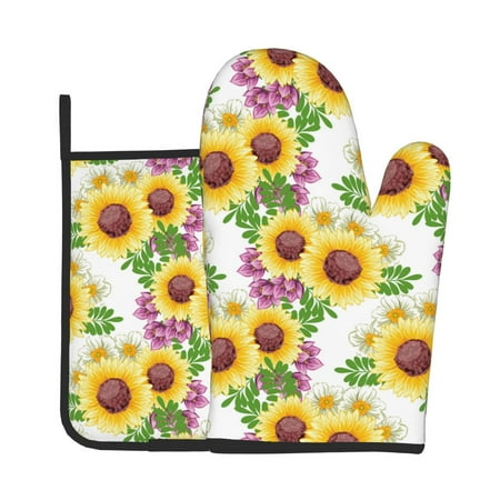 Junzan Sunflowers Pattern Oven Mitts and Pot Holders 2 pcs Set Potholders BBQ Gloves Long Kitchen Oven Glove for Cooking Baking Grilling (2-Piece Set 11 Inch)
Junzan Sunflowers Pattern Oven Mitts and Pot Holders 2 pcs Set Potholders BBQ Gloves Long Kitchen Oven Glove for Cooking Baking Grilling (2-Piece Set 11 Inch)