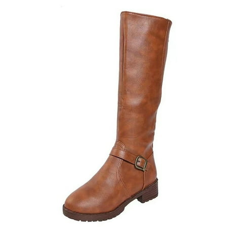 Brown Boots for Women Women S Winter Leather Belt Buckle High Tube Flat Head Solid Color Back Zipper Warm Boots Shoes
Brown Boots for Women Women S Winter Leather Belt Buckle High Tube Flat Head Solid Color Back Zipper Warm Boots Shoes