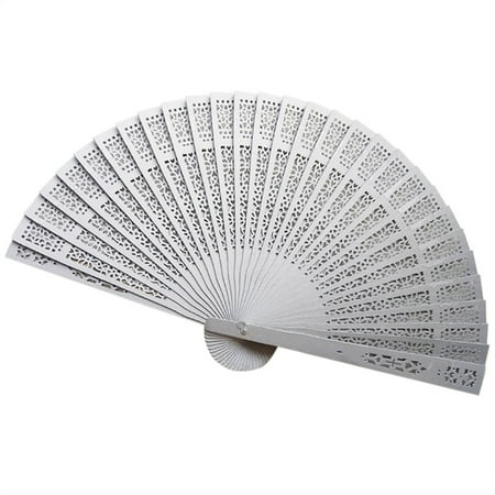 Sandalwood Fan Openwork Carved Wooden Fan Wedding Fan 20cm Boxwood Panels Stand