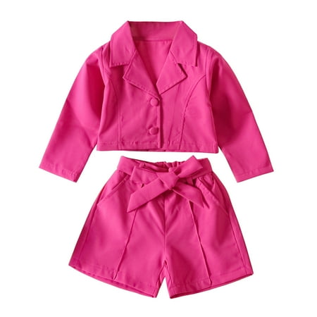 Outfit Set Toddler Kids Baby Girls Long Sleeve Turn Down Collar Solid Coat Jacket Shirt Tops Bow Shorts 2PCS Outfits Clothes Set First Baby Girl Gift
Outfit Set Toddler Kids Baby Girls Long Sleeve Turn Down Collar Solid Coat Jacket Shirt Tops Bow Shorts 2PCS Outfits Clothes Set First Baby Girl Gift