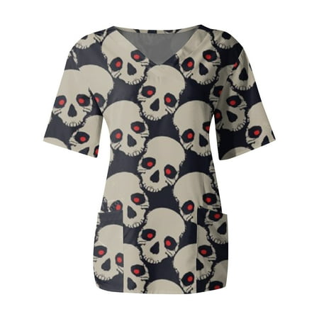 purcolt Scrubs for Women Womens Halloween Print Professional Scrubs Tops Short Sleeve V Neck Nursing Workwear Tunic Working Uniform Blouse Medical Blouse with Pockets
purcolt Scrubs for Women Womens Halloween Print Professional Scrubs Tops Short Sleeve V Neck Nursing Workwear Tunic Working Uniform Blouse Medical Blouse with Pockets