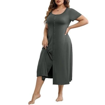 Dark Grey Casual Plain Scoop Neck Sleepshirts Short Sleeve Plus Size Nightgowns & Sleepshirts (Women s Plus)
Dark Grey Casual Plain Scoop Neck Sleepshirts Short Sleeve Plus Size Nightgowns & Sleepshirts (Women s Plus)