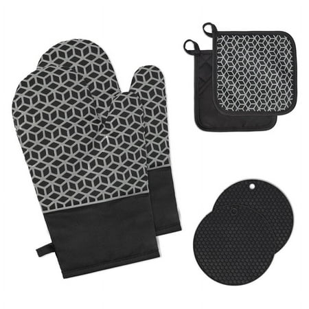 Oven Gloves Set Pot Holder Glove Heat Resistant 300°C Oven Gloves Black Silicone and Cotton Non- Cooking Gloves
Oven Gloves Set Pot Holder Glove Heat Resistant 300°C Oven Gloves Black Silicone and Cotton Non- Cooking Gloves