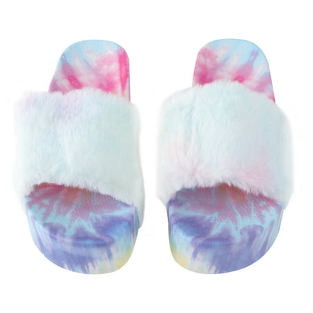 1Pair Woman Fur Shoes Thick-soled Shoes Cotton-padded Shoes Flat Base Slippers