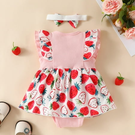 Aayomet Girls Sleeveless Strawberry Prints Ribbed Romper Bodysuits Dress Headbands Set Baby Girl Clothes Red 3-6 Months
Aayomet Girls Sleeveless Strawberry Prints Ribbed Romper Bodysuits Dress Headbands Set Baby Girl Clothes Red 3-6 Months