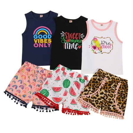 Kids Girls Suit Set Summer Flower Letter Print Round Neck Camisole+ Leopard Print Shorts 18-24 months White 
Kids Girls Suit Set Summer Flower Letter Print Round Neck Camisole+ Leopard Print Shorts 18-24 months White
