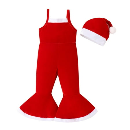 EnJoCho Kids Cotton Outfit Girls Winter Christmas Solid Color Sleeveless Flare Pants Jumpsuit with Hat Little Child Trendy Clothing Holiday Casual Wear
EnJoCho Kids Cotton Outfit Girls Winter Christmas Solid Color Sleeveless Flare Pants Jumpsuit with Hat Little Child Trendy Clothing Holiday Casual Wear