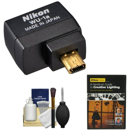 Nikon WU-1a Wireless Wi-Fi Mobile Adapter (for iPhone or Android) - Factory Refurbished with DVD + Cleaning Kit for Coolpix A, P520, P530, P7800, DF, D3200, D3300, D5200 & D7100